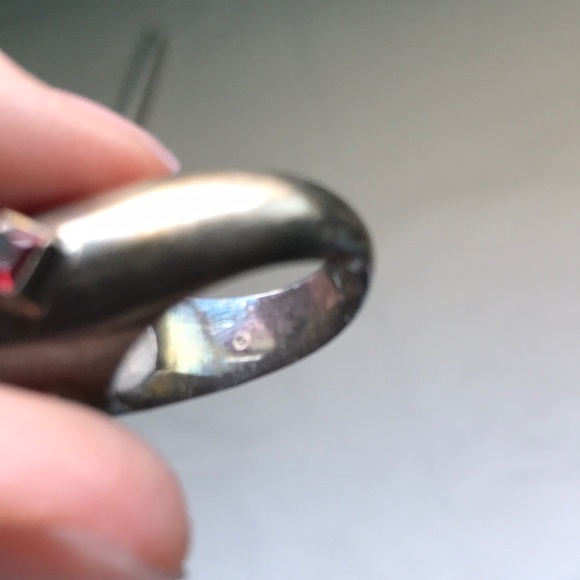 Vintage rainbow moonstone & garnet silver ring - Picture 8 of 8